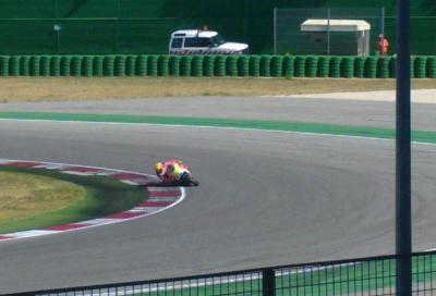 Valentino Rossi a Misano con telaio e forcellone nuovi 